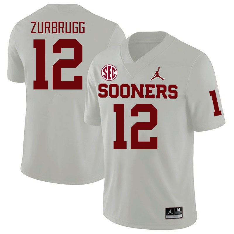 #12 Brendan Zurbrugg Oklahoma Sooners 2024 SEC Conference College Football Jerseys-White